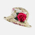 Vintage Fabric Floral Hat with Olive Damask decorated with a Deep pink Flower